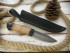 Нож "Викинг", клинок Дамасская сталь, след ковки, рукоять наборная береста, вставка и тыльник стабилизированная карельская береза черного цвета