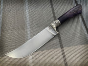 Нож "Пчак №4", клинок сталь К340, рукоять стабилизированная карельская береза фиолетового цвета, литье художественное мельхиор