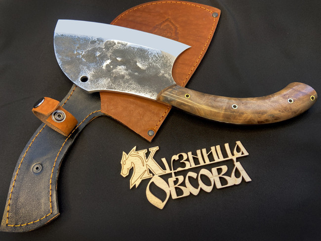 "Тяпка 1", цельнометаллическая, клинок сталь 9ХС, след ковки, рукоять орех "Тяпка 1", цельнометаллическая, клинок сталь 9ХС, след ковки, рукоять орех