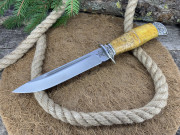 Нож "Смерш", клинок сталь bohler K340, рукоять стабилизированная карельская береза желтого цвета, литье мельхиор Нож "Смерш", клинок сталь bohler K340, рукоять стабилизированная карельская береза желтого цвета, литье мельхиор