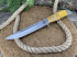 Нож  "Смерш", клинок сталь bohler K340, рукоять стабилизированная карельская береза желтого цвета, литье мельхиор