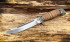 Нож  "Смерш", клинок сталь K340, рукоять наборная береста, литье мельхиор