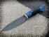 Нож "Филин", клинок сталь K340, рукоять кап клена синего цвета, акрил черного цвета Нож "Филин", клинок сталь K340, рукоять кап клена синего цвета, акрил черного цвета