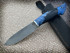 Нож "Филин", клинок сталь K340, рукоять кап клена синего цвета, акрил черного цвета Нож "Филин", клинок сталь K340, рукоять кап клена синего цвета, акрил черного цвета