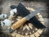 Нож "Сокол малый", клинок Дамасская сталь, рукоять карельская береза, литье мельхиор, тыльник голова волка Нож "Сокол малый", клинок Дамасская сталь, рукоять карельская береза, литье мельхиор, тыльник голова волка
