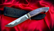 Нож "Сокол", клинок сталь Ламинат, обкладки сталь 40Х13, сердцевина Дамасская сталь, рукоять стабилизированная карельская береза фиолетового цвета, притин мельхиор Нож "Сокол", клинок сталь Ламинат, обкладки сталь 40Х13, сердцевина Дамасская сталь, рукоять стабилизированная карельская береза фиолетового цвета, притин мельхиор