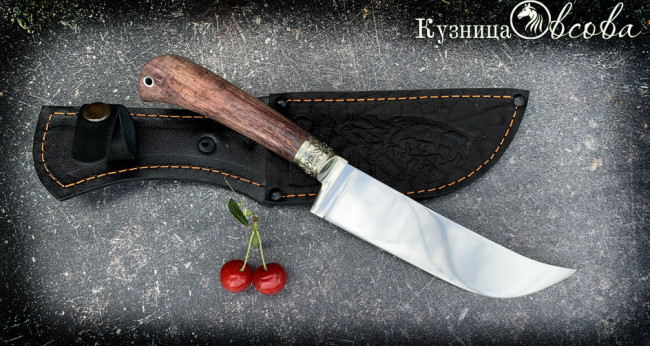 Нож "Пчак №1", клинок сталь Х12МФ, рукоять стабилизированная карельская береза бордового цвета, литье мельхиор Нож "Пчак №1", клинок сталь Х12МФ, рукоять стабилизированная карельская береза бордового цвета, литье мельхиор