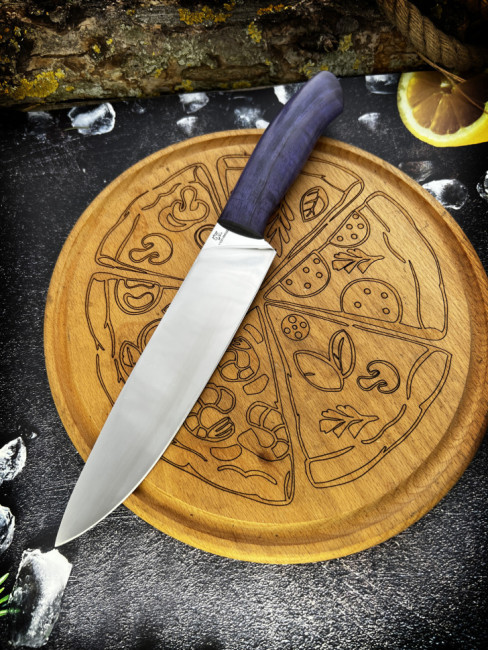 Нож "Шеф повар", клинок сталь 110Х18МШД, рукоять стабилизированная карельская береза фиолетового цвета