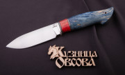 Нож "Филин", клинок сталь ELMAX, рукоять стабилизированная карельская береза синего цвета, вставка стабилизированная карельская береза красного цвета Нож "Филин", клинок сталь ELMAX, рукоять стабилизированная карельская береза синего цвета, вставка стабилизированная карельская береза красного цвета