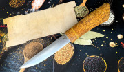 Нож "Северный-2", клинок сталь K340, кованый дол, рукоять стабилизированная карельская береза желтого цвета Нож "Северный-2", клинок сталь K340, кованый дол, рукоять стабилизированная карельская береза желтого цвета